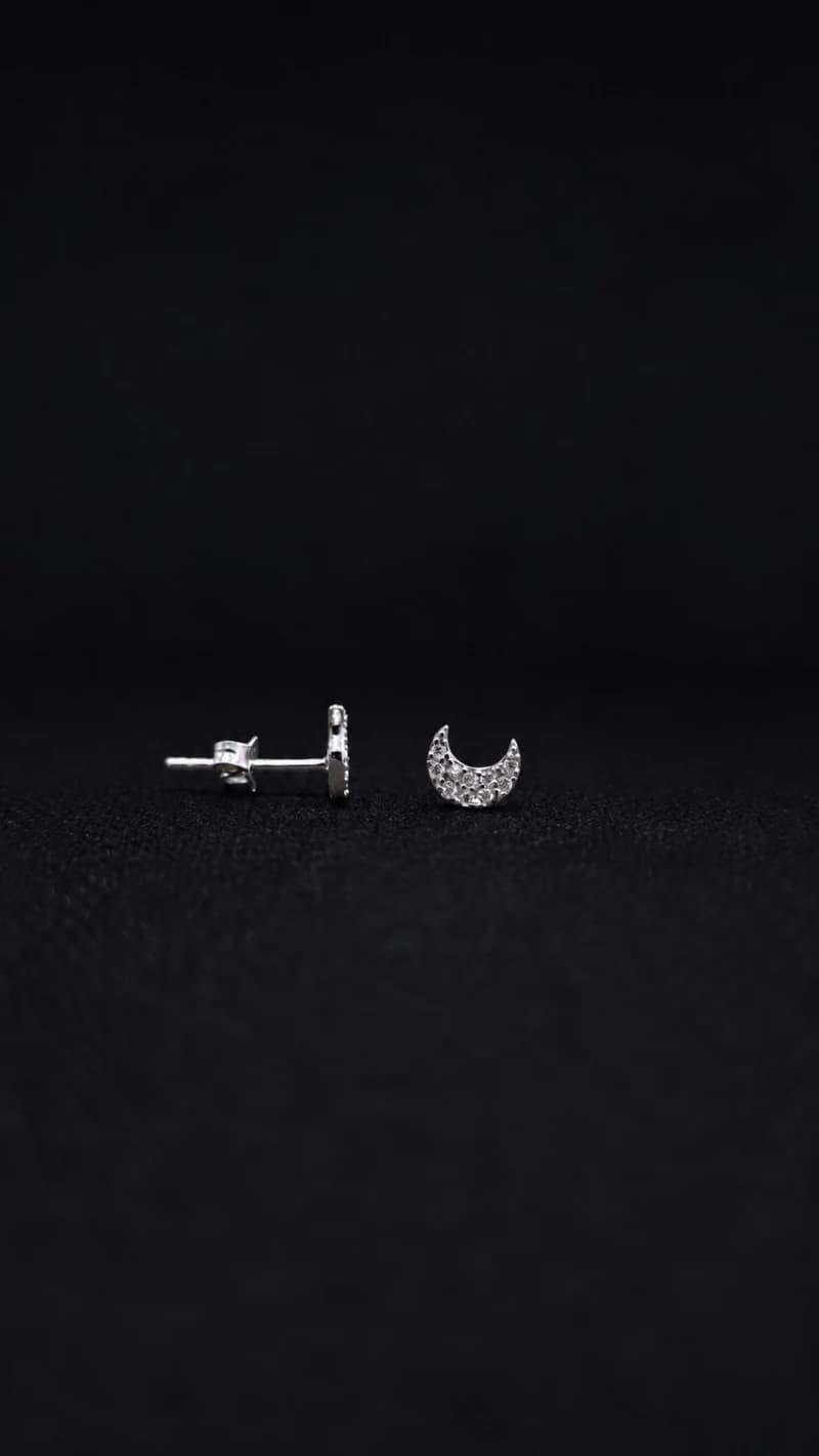 Luna Crescent Moon Stud Earrings