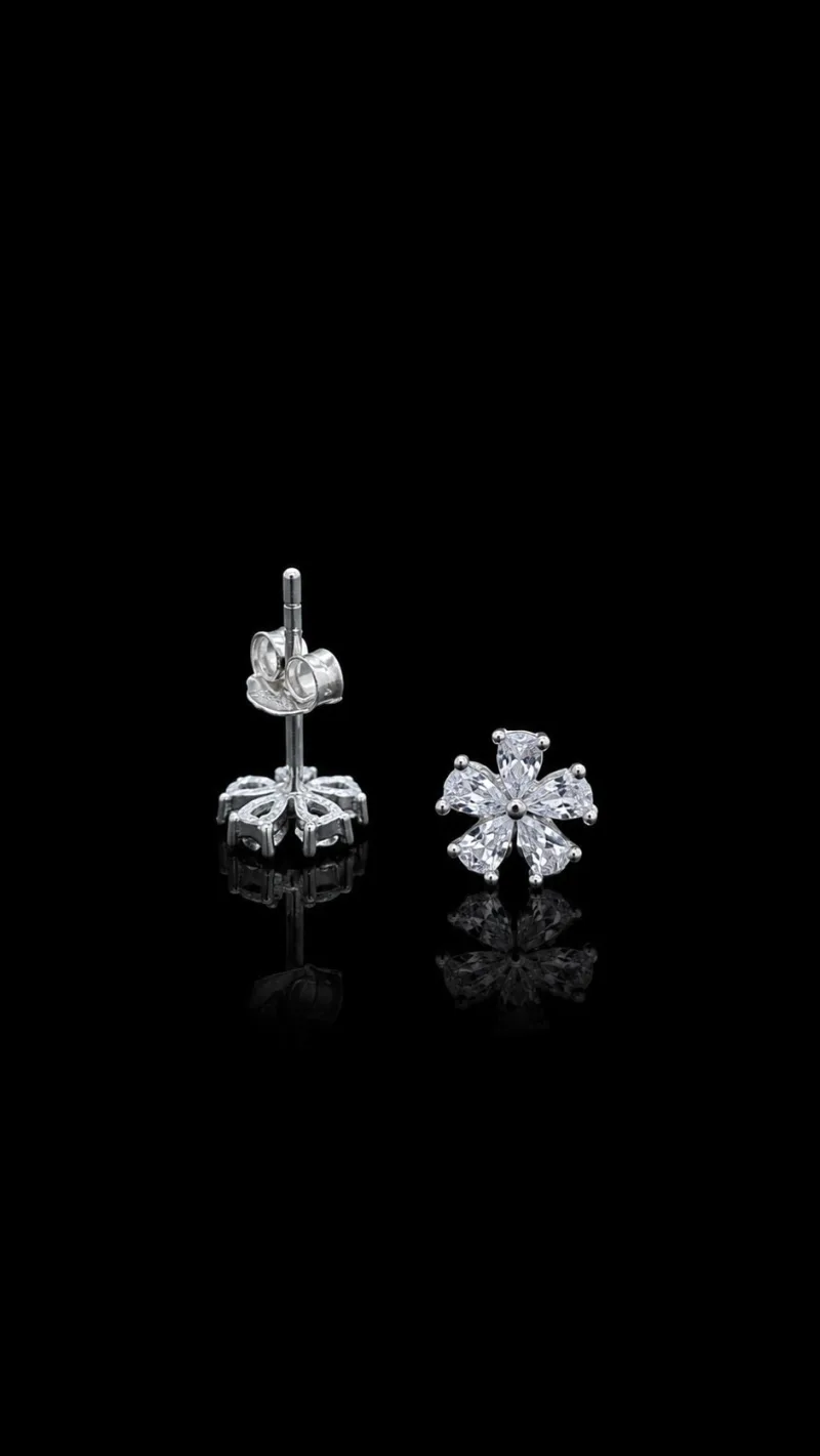 Iris Bloom Floral Stud Earrings